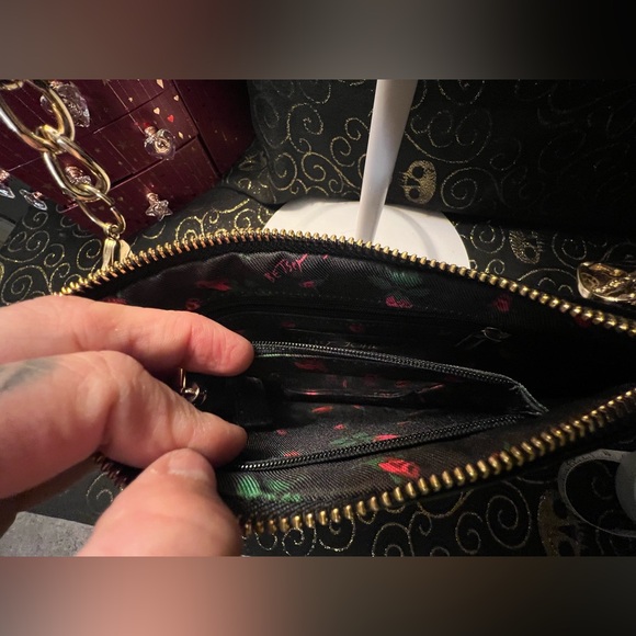 Betsy Johnson Black Crossbody Clutch Bag with Colorful Floral Embroidery - Picture 9 of 12